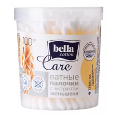 Белла ват.палочки Cotton Care экстракт женьшеня в круглой пластиковой коробке, 100 шт.
